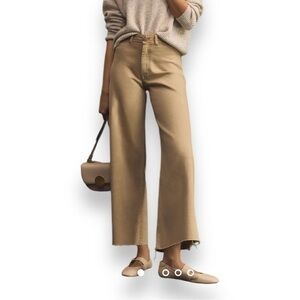 Anthropologie The Ettie High-Rise Crop Maeve Tan Flare & Wide Leg Jeans NWT